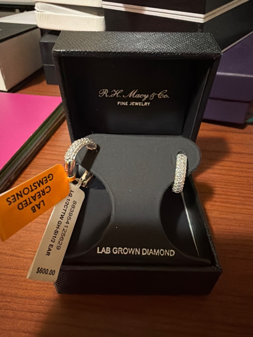 Lab Grown Diamond Pavé Small Huggie Hoop Earrings (1/2 ct. t.w.) in Sterling Sil - Picture 4 of 5